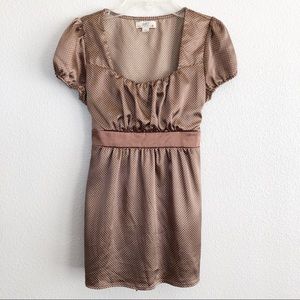 Vintage 90s Brown w White Polka Dot Top w Ribbon